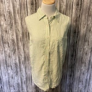 Ralph Lauren Linen Sleeveless Button Front Gingham Shirt 14
